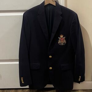 Polo Ralph Lauren Men’s Navy Blue Wool Blazer – Gold Buttons – Size 40 R